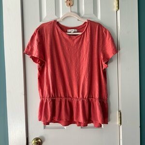 LOFT Coral Peplum Tee | Soft Cotton Knit Top | XXL